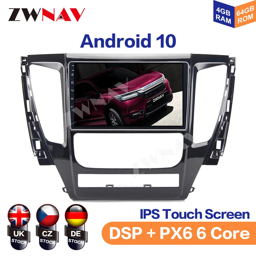 ZWNAV Car DVD Auto Radio 2Din GPS Navi Stereo for Mitsubishi Pajero Sport 3 2017-2019 Android 10.0 Octa Core 4G DSP SPDIF