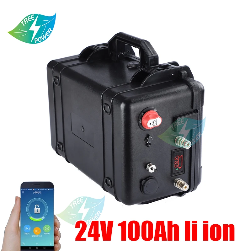 

24V 100AH Electric bicycle Lithium ion Battery 24V Solar Golf Car lipo Battery scooter lights solar ups power + 10A charger