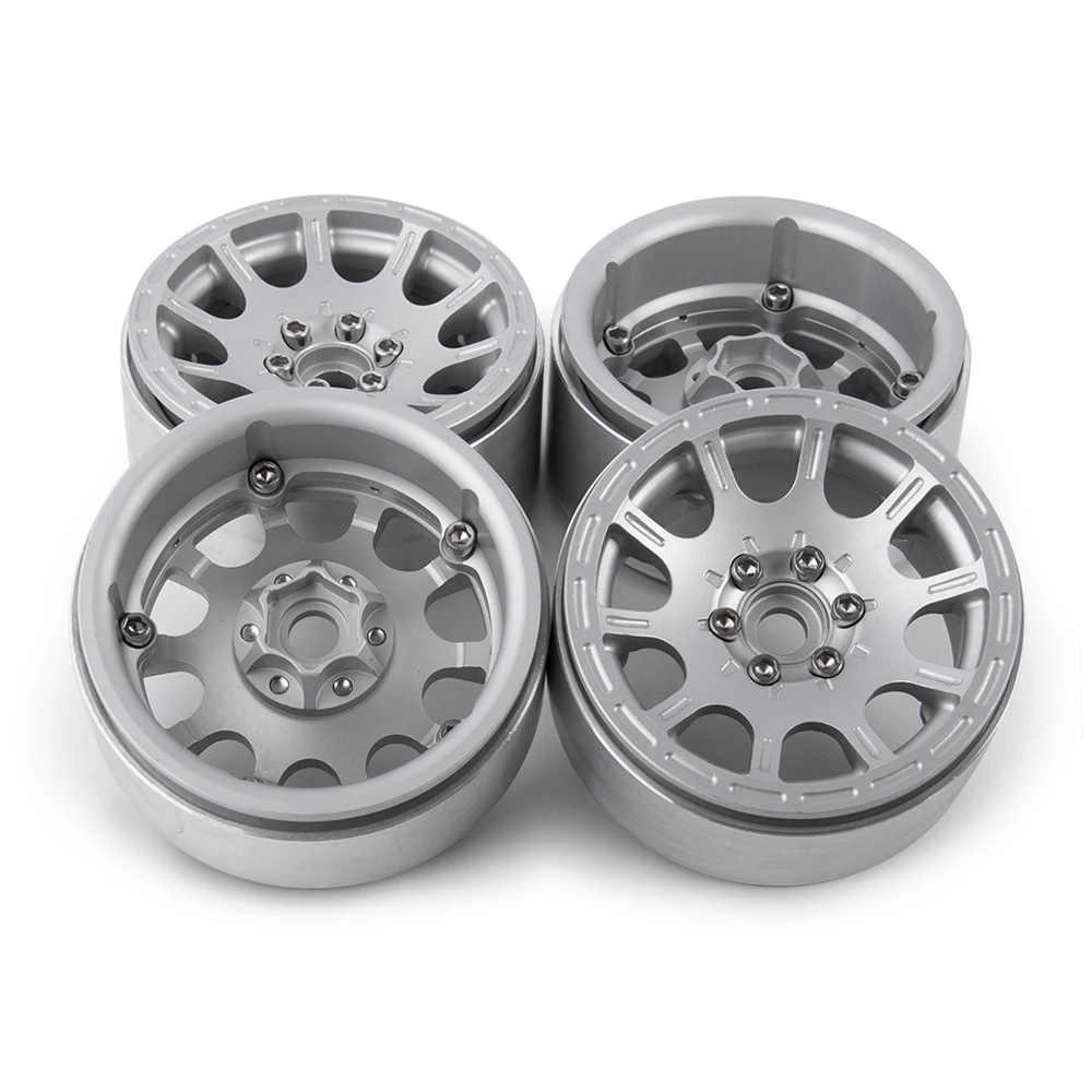 AXSPEED 1/4pcs 1.9 inch Alloy Metal Beadlock Wheel Rims for 1/10 Scale AXIAL SCX10 D90 CC01 RC Crawler Car Upgrade Parts