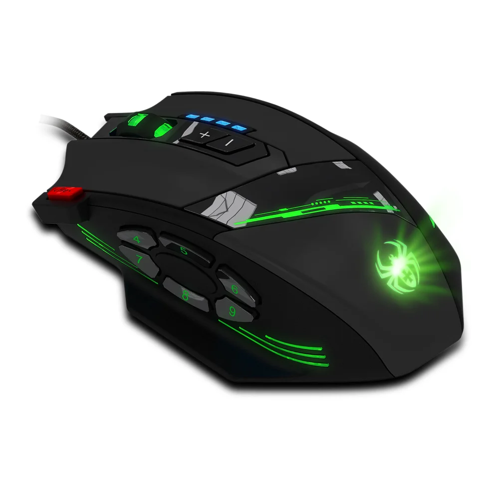 Zelotes C-12 USB Wired Optical Professional Gaming Mouse with 7 Bright Colors LED 4000 DPI Mause Ergonomics Mice For Laptops PC