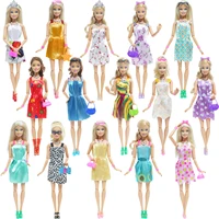 42 Item/Set Doll Accessories = 10Pcs Shoes + 8 Necklace 4 Glasses 2 Crowns 2 Handbags + 8 Pcs Doll Dress Clothes for 1/6 Doll 2