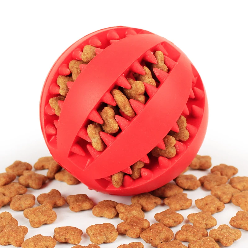 2019 Small Pet Dog Toys 5cm Stretch Natural Rubber Leaking Ball Pet Toy Interactive Toy Cat Chew Toys Toothing Cleaning Balls