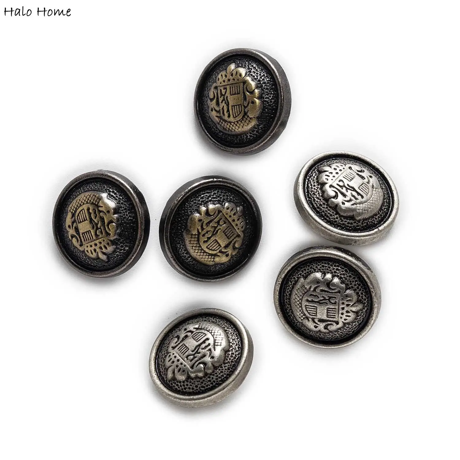 5pcs Retro relief crown Badge Metal Button Sewing Scrapbooking Clothing Blouse Leather Bag Craft Headband Accessories Decoration