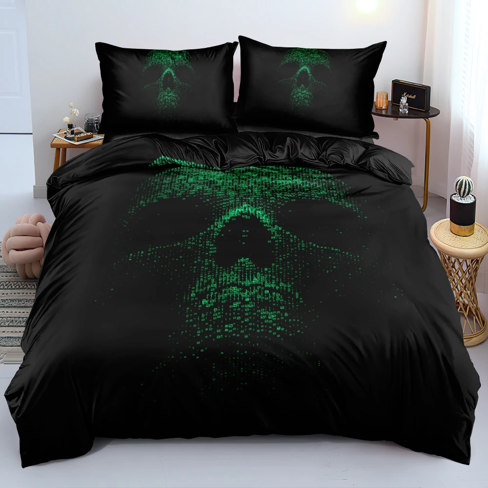 Duvet Cover and Pillowcase Skull Quilt/Comforter Shell Bedding Sets Bed Linen Set King Queen Double Single Home Textiles