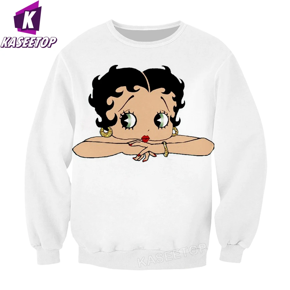 Man Cartoon Girl Sweatshirt Betty Boop-S Cute Men\'s 3D Printed Streetwear Long Sleeve Jumper Ladies Hip Hop Pllover Tracksuit