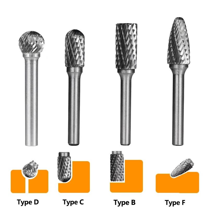 XCAN Carbide Rotary Burr 8PCS 6mm Shank Rotary Cutter File for Metal Milling  Double Cut Rotary Burr File