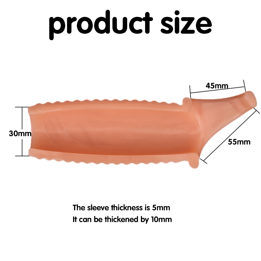 Silicone Reusable Condoms Penis Sleeve Cover Delay Ejaculation Condom Penis Cock Ring Sleeve Adult Sex Toys For Men Couple