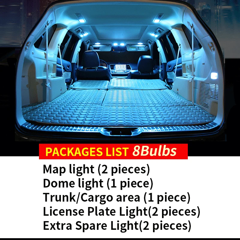 8x Canbus خطأ مجاني LED مجموعة الإضاءة الداخلية حزمة ل 2013-2015 سوبارو XV Crosstrek اكسسوارات خريطة قبة الجذع ضوء الترخيص