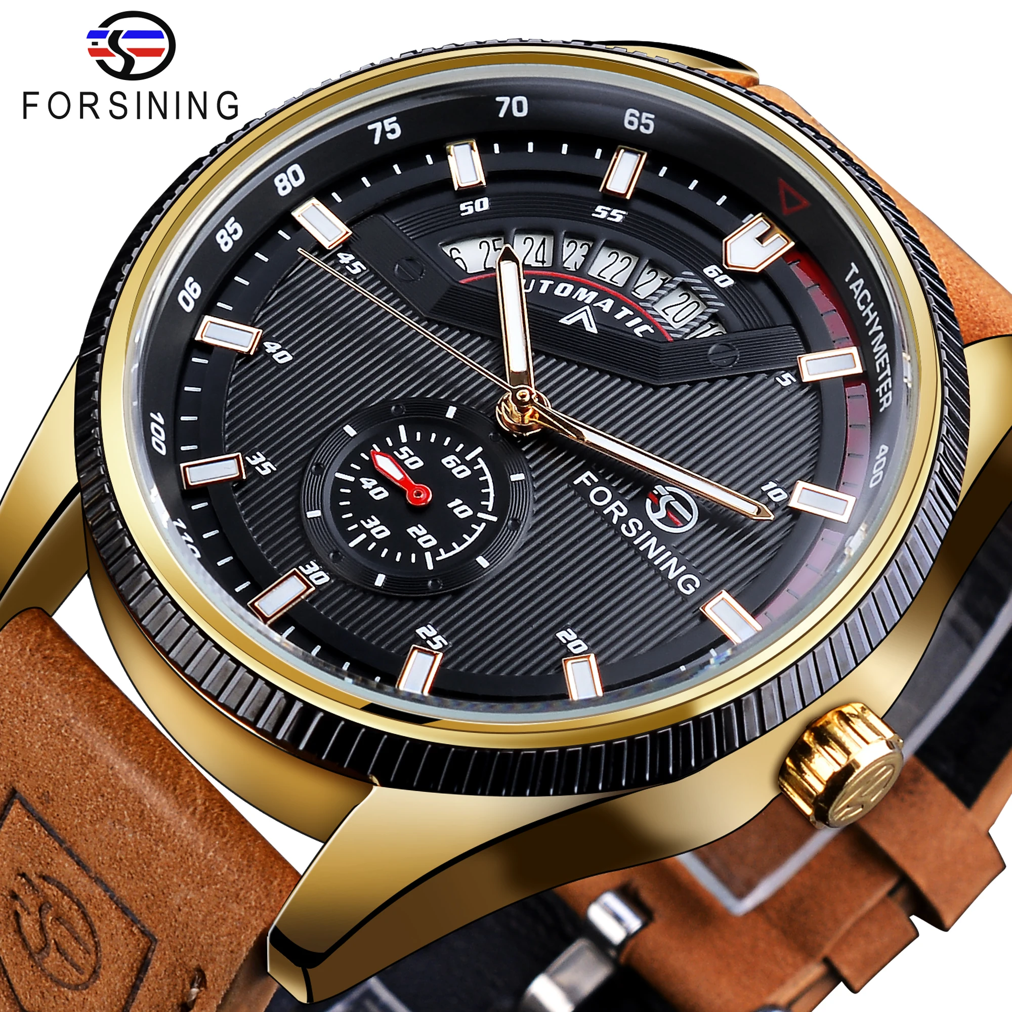 Forsining Men Military Wristwatch Waterproof Automatic Mechanical Watches Genuine Leather Strap Men\'s Outdoor Watch Reloj Hombre