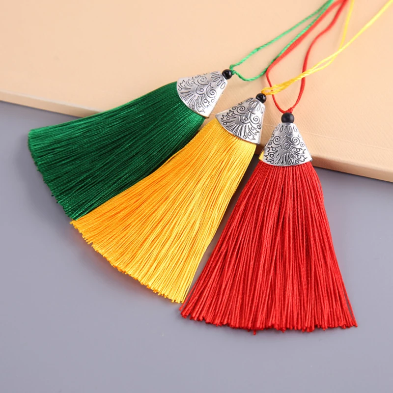 5Pcs Flat Metal Caps Hang Rope Tassels DIY Craft Arts Materials Fringe Trim Jewelry Sachet Curtain Car Hang Decor Accessories