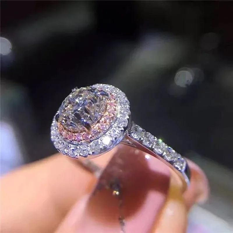 100% Real 18K Gold Ring for Women Natural AAA Moissanite Jewelry Gemstone Anillos De Bizuteria Tension Setting Mini Diamond Ring
