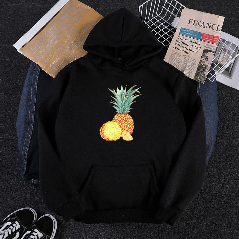 

Winter Autumn Streetwear Sweatshirt Women Loose Hoody Women Hoodie Long Sleeve Creative Pineapple Fruit Print Sweatshirt Woman