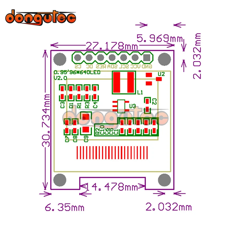 0.95 inch full color OLED Display module with 96x64 Resolution,SPI,Parallel Interface,SSD1331 Controller 7PIN new