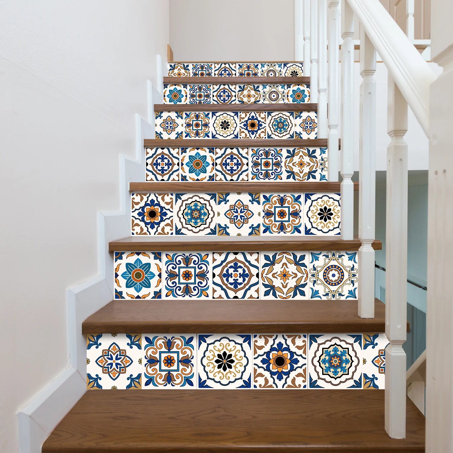 24pcs Tile Stickers Kitchen Backsplash Pvc Self Adhesive Waterproof Bathroom Mandala Wall Retro Decoration Wallpaper Art Mural