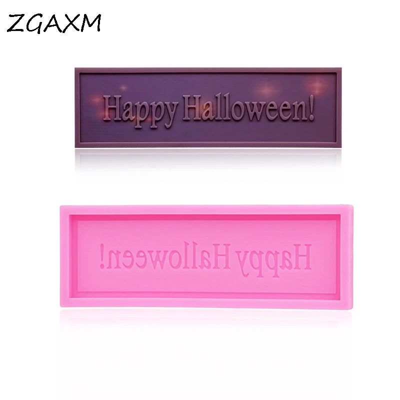 

New ZG1097 Happy Halloween! Alphabet Fondant Chocolate Silicone Molds Kitchen Cake Decorating Baking Flexible Silicone Clay Mold