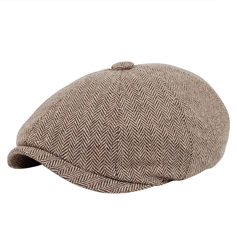 Men beret vintage Herringbone Gatsby Tweed hat Newsboy Beret Hat spring Flat Peaked Beret Hats image 5
