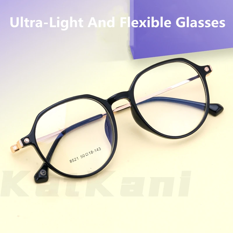 KatKani Retro Round Anti-blue Light Glasses Frame Women Super Light Transparent Myopia Optical Prescription Glasses Frame 8521YF