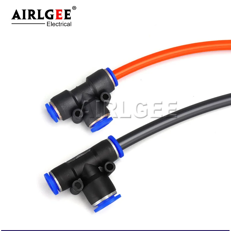 PEG T Type Hose Fittings 3 Way Plastic Tee Tube Connector 4/6/8/10/12mm Pneumatic Quick One Touch Straight Push-In Fitting