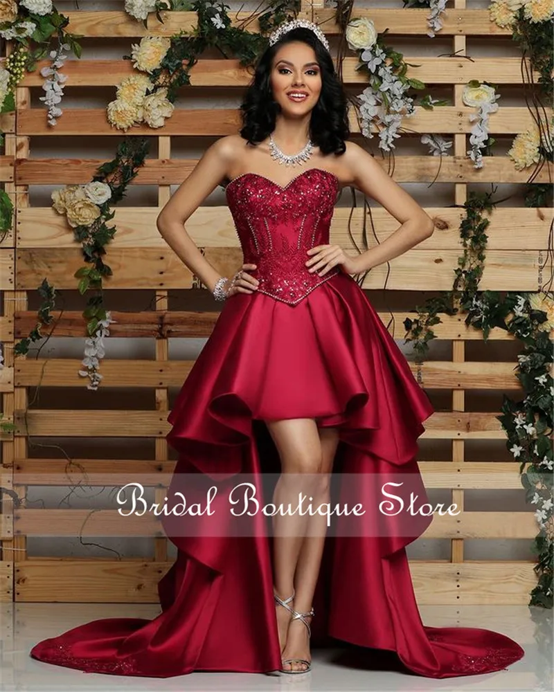 Robe de bal de 15 ans avec 16 perles, adorable tenue de concours, détachable, bordeaux, 2022