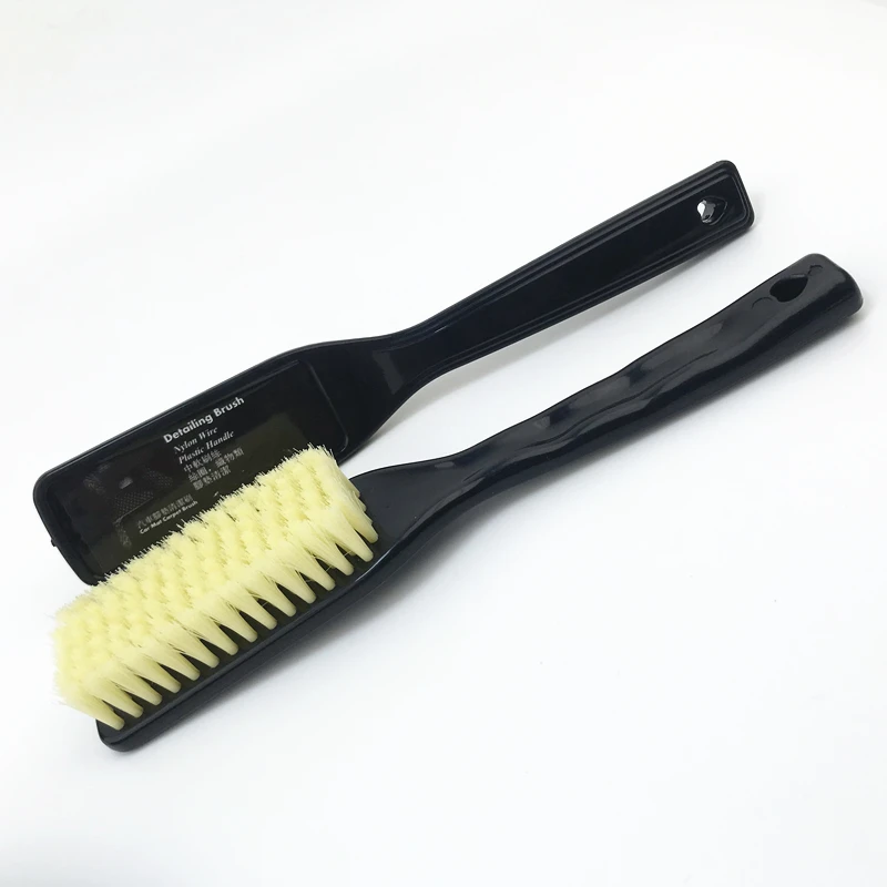 Lucullan Medium Soft Hair Brush Long Handle For Car Fabric,Leather,Floor Mat,Tire,Engine Bay Cleaning Tools Accessories