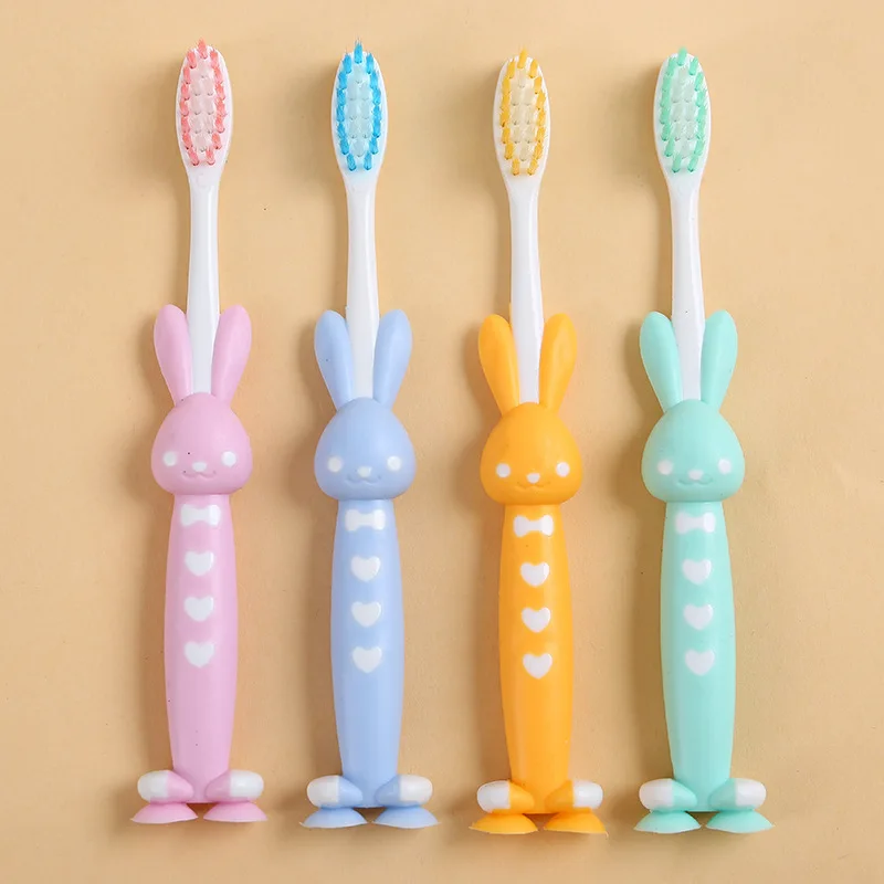 4Pcs/set Cute Cartoon Toothbrush for Children Bamboo Charcoal Short Handle Children\'s Toothbrush Baby Teeth Care