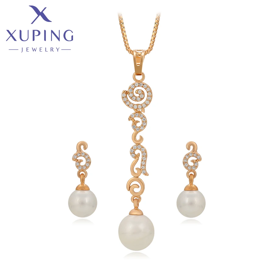 Xuping New Arrival Jewelry Set with Fashion Imitation Pearl Charms Styles Temperament Party Gift Ladies 60072