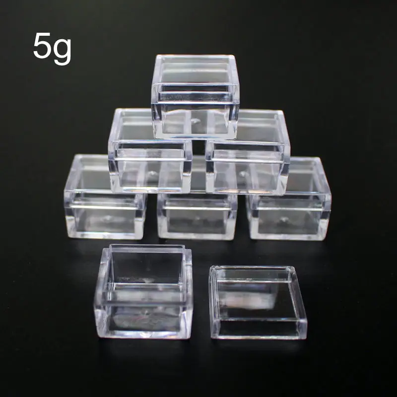 

48pcs/lot Small 5ml Square Clear Cosmetic Pot Jars for Eyeshadows Makeup Face Cream Lip Balm Containers 5g DIY Nail Art Storage