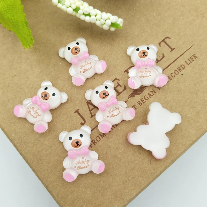 20pcs Cute Resin Cartoon Bear Flatback  Cabochon Scrapbook DIY Hair Bow Phone Deco