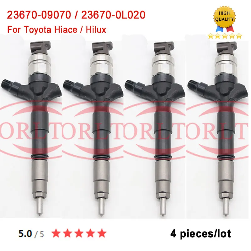 

4 pcs/lot Common Rail Injector 23670-09070 Genuine Fuel Injector 2367009070 For Toyota Hilux 1KD-FTV OEM Auto Parts 23670-0L020