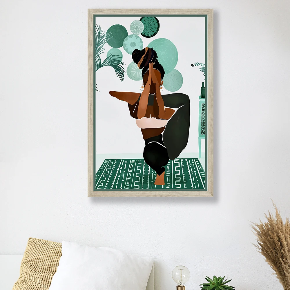 Yoga Fitness Photos - Femme noire Yoga Pose mur Art