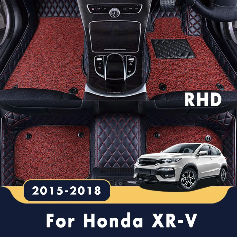 

RHD Car Floor Mats For Honda XR-V 2018 2017 2016 2015 Auto Custom Luxury Double Layer Wire Loop Styling Protector Covers Carpets