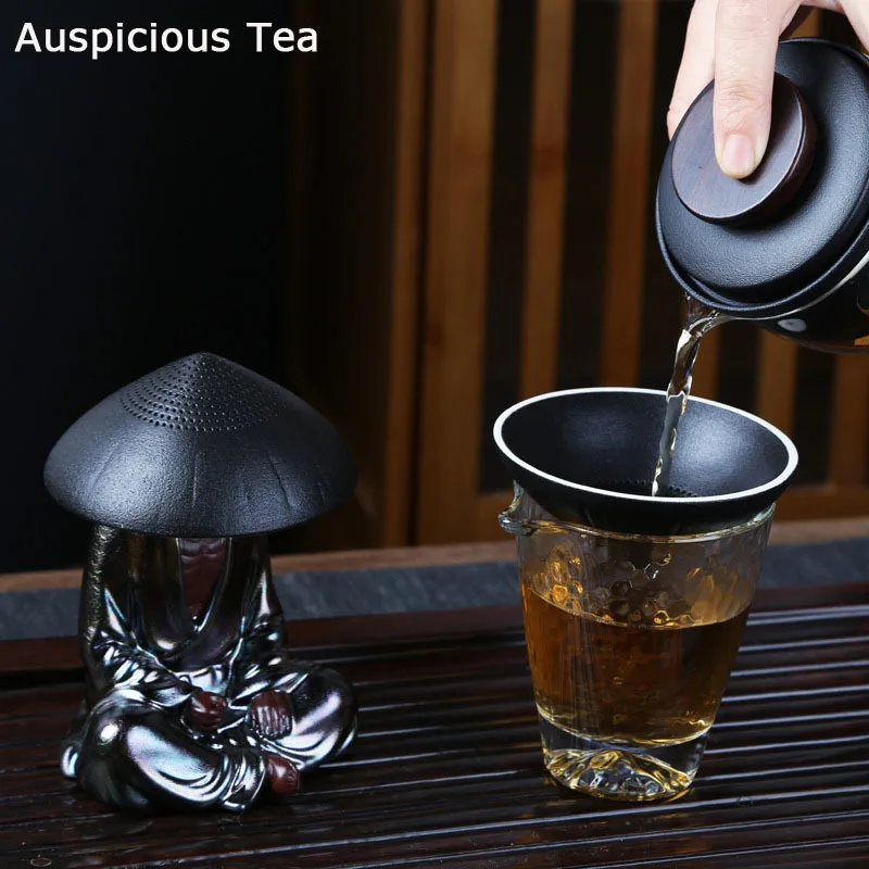 

Handmade Buddha Tea Pet Purple Sand Buddha With Filter Kung Fu Tea Set Monk Tea Infuser Hat Tea Tray Censer Decor Accessories