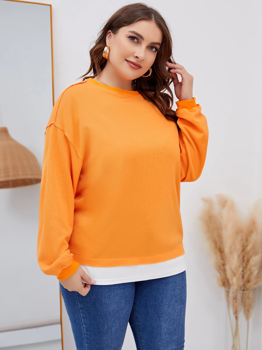 5XL bluzy Plus Size damskie wiosenne jesienne splatanie patchworkowe pulowerowe topy modne w koreańskim stylu oversize bluzy damskie bluzy z kapturem