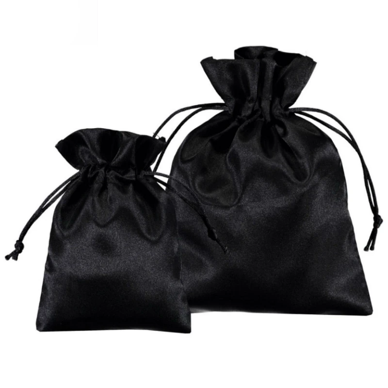 20PCS Silk Gift Bags Packaging Jewelry Cosmetic Satin Drawstring Pouches Print Logo Hair Shoe Storage Sachet Print Logo Custom