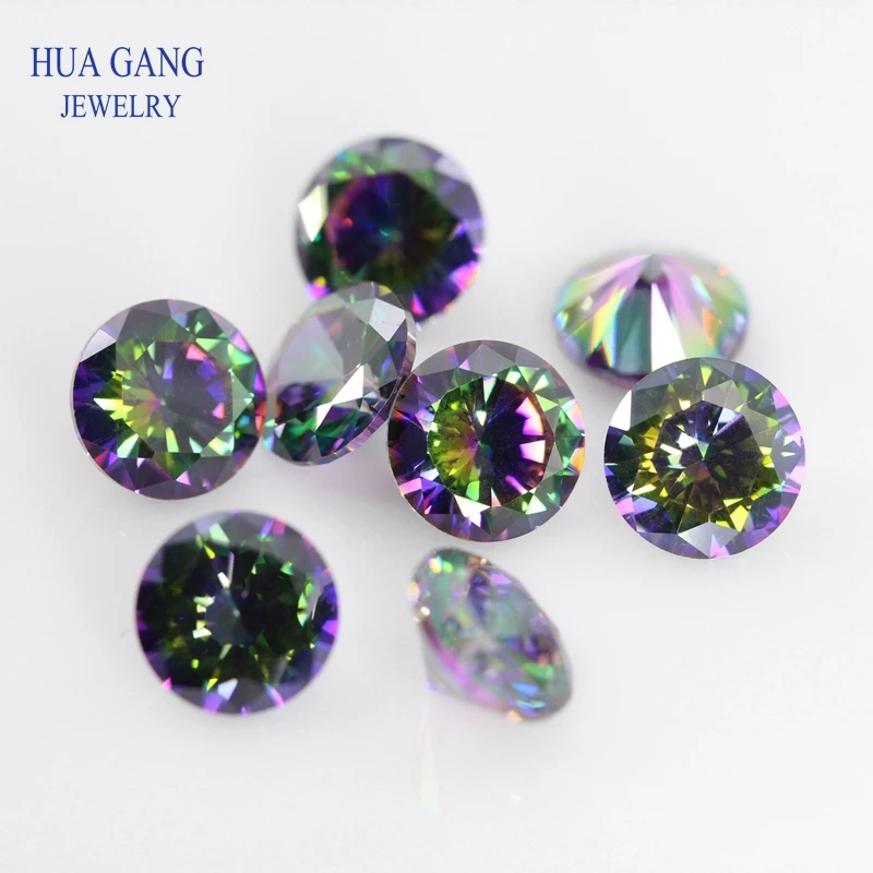 Round Shape Plating Color Cubic Zirconia Stone Size 1mm~10mm Loose Multiolor CZ Stones Synthetic Gems For DIY Jewelry Making