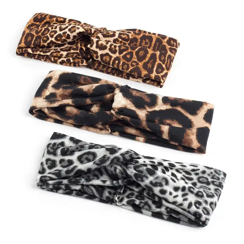 Explosive headband headband leopard print cross-pull headband hairband wide-brim yoga headband