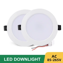 LED typu Downlight AC 110V 220V 240V lampa sufitowa 3W 6W 9W 12W 18W 30W lampa wpuszczana z okrągłym panelem kryty reflektor zimny ciepły biały