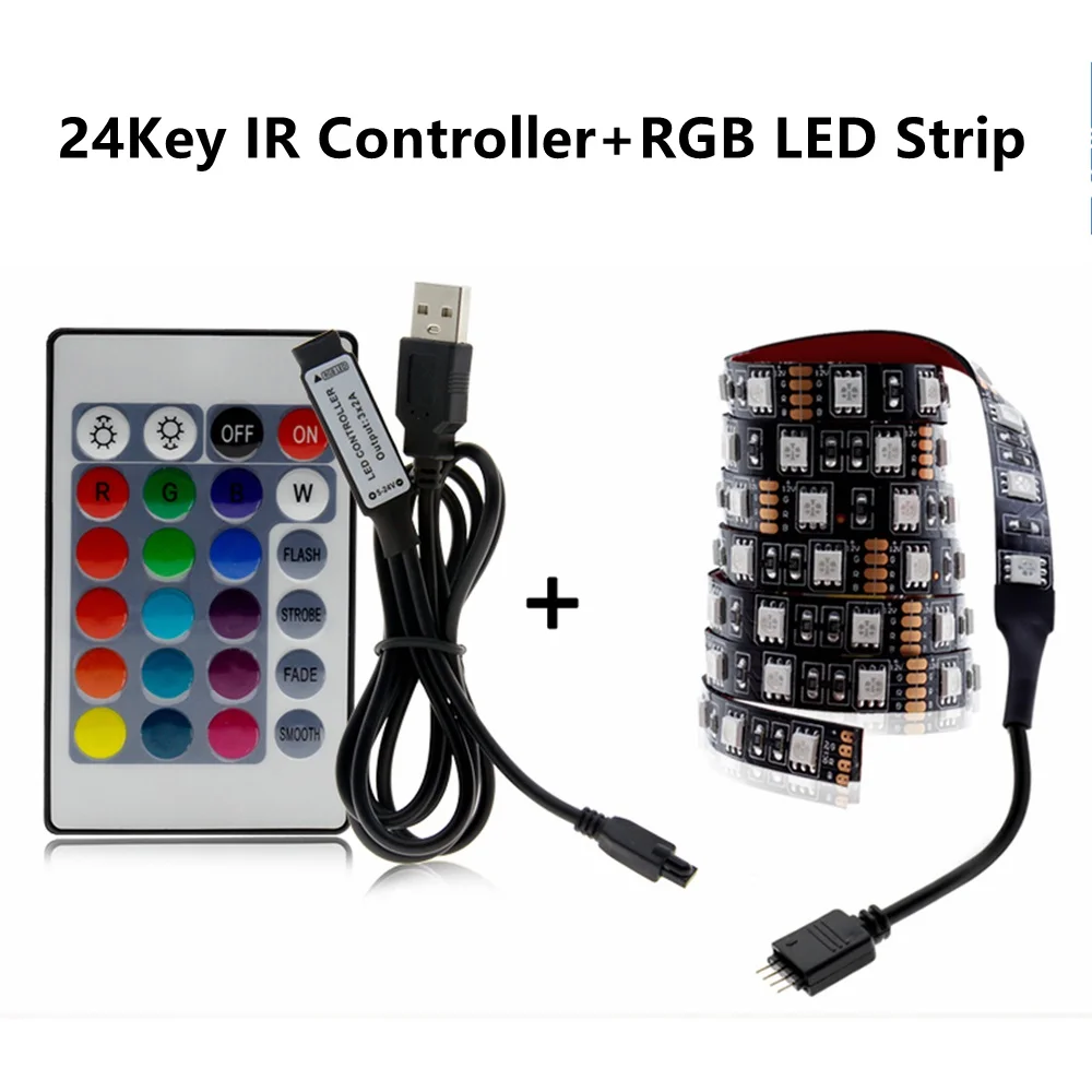 Imagem -03 - Usb Led Strip 5v Smd5050 Rgb Mutável Led tv Iluminação de Fundo 50cm 1m 2m 3m 4m 5m Faça Você Mesmo Luz Led Flexível