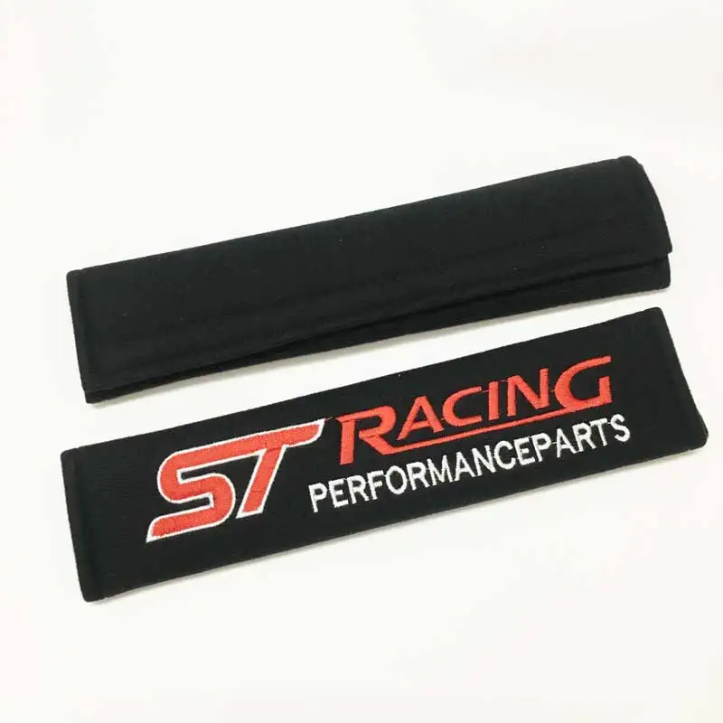 2pcs Car Seat Belt Cover Shoulder Pads Cover Case For ST Racing Logo For Ford FOCUS 3 Mondeo Fiesta Kuga MK2 MK3 Accessories