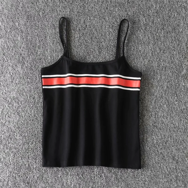 PUWD Y2K Sweet Girl Slim Short Sleeveless Crop Tops 2022 Summer Fashion Ladies Rainbow Stripe Camis Vintage Women Chic Top