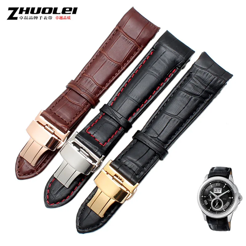 

curved end men's watchband straps for BL9002-37 05A BT0001-12E 01A brand watch genuine leather with butterfly buckle 20 21 22mm