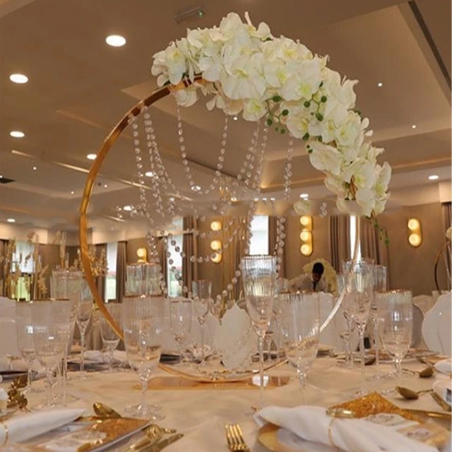 Wedding New Tabletop Gold Stand Metal Flower Balloon Stand Centerpiece Hoop Ring yudao1995