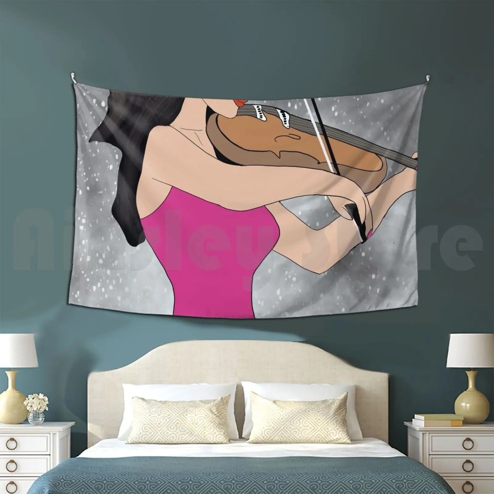 Woman Playing Violin Customized Tapestry Face Body Woman Female Girl Instant Download Lips Sexy