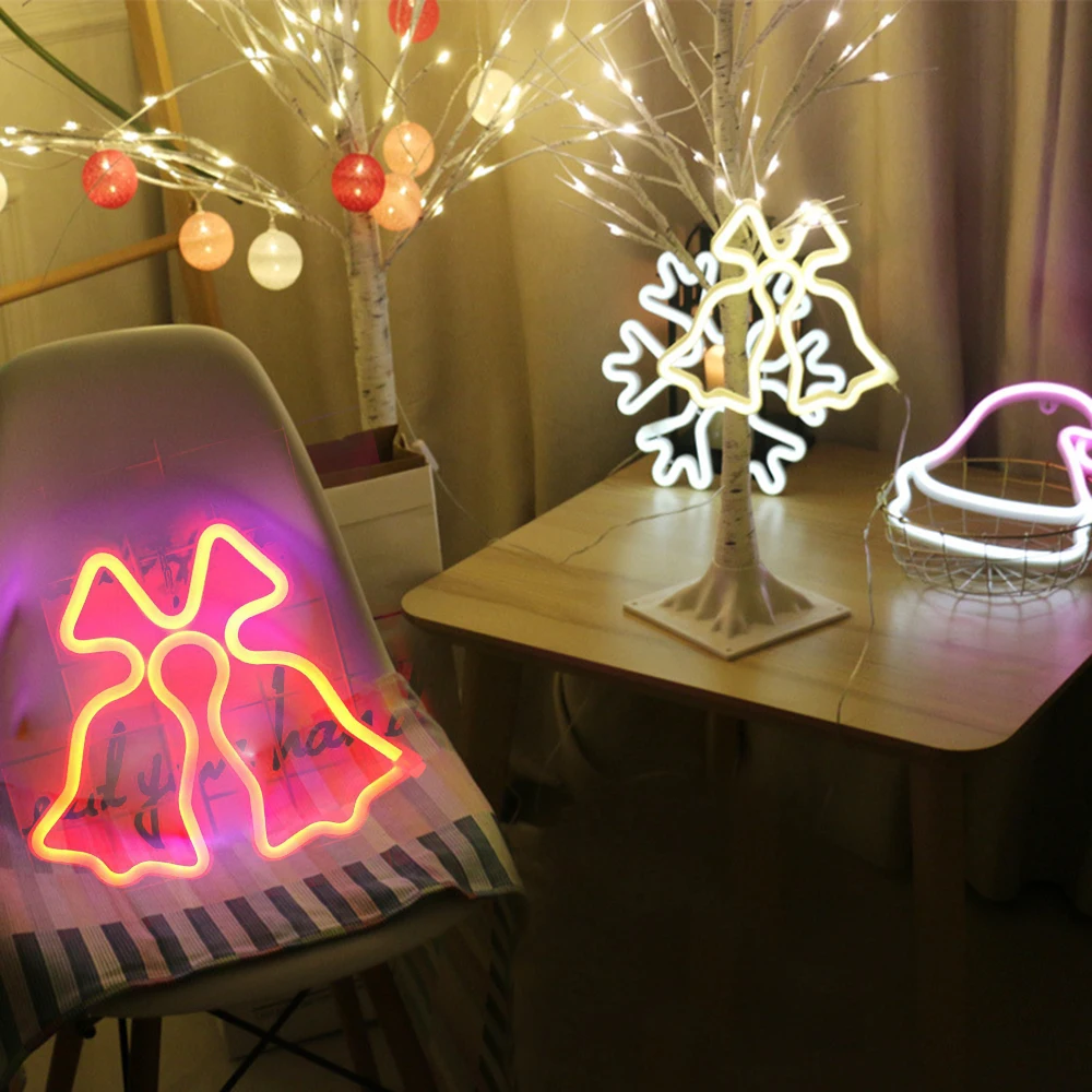 

LED Neon Light USB/Battery Powered Neon Signs LED Light Christmas Tree Pendant Lamp Home Decor for Xmas Party Hanging Ornament