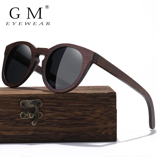 Marca GM Desgin primavera nuevo estilo 100% gafas de sol polarizadas de bambú hombres mujeres gafas de moda UV400 caja de papel 8240