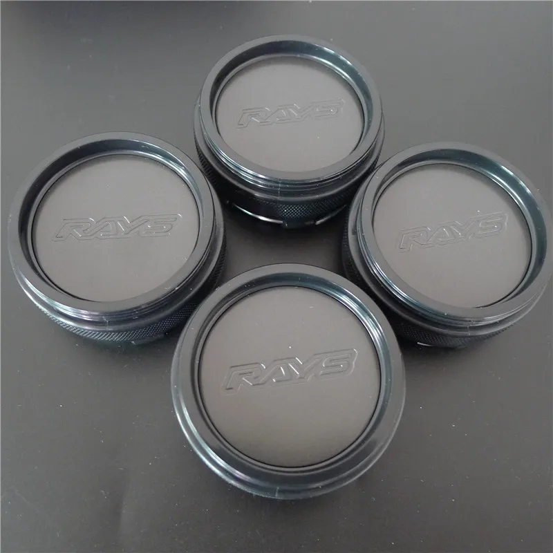 4pcs for Rays CE28 TE37 66mm Wheel Center Caps Hub Cover Black Chrome Emblem Badge Car Styling Accessories Gray Logo
