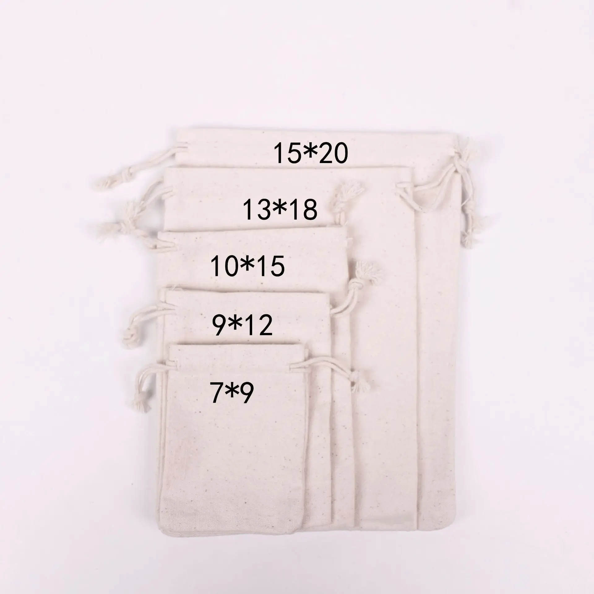 Drawstring Natural Canvas Bag Gift  Jewlery Packing Pouch Multi Size 7x9 9x12 10x15 13x18 15x20 Can Do Logo And Customized