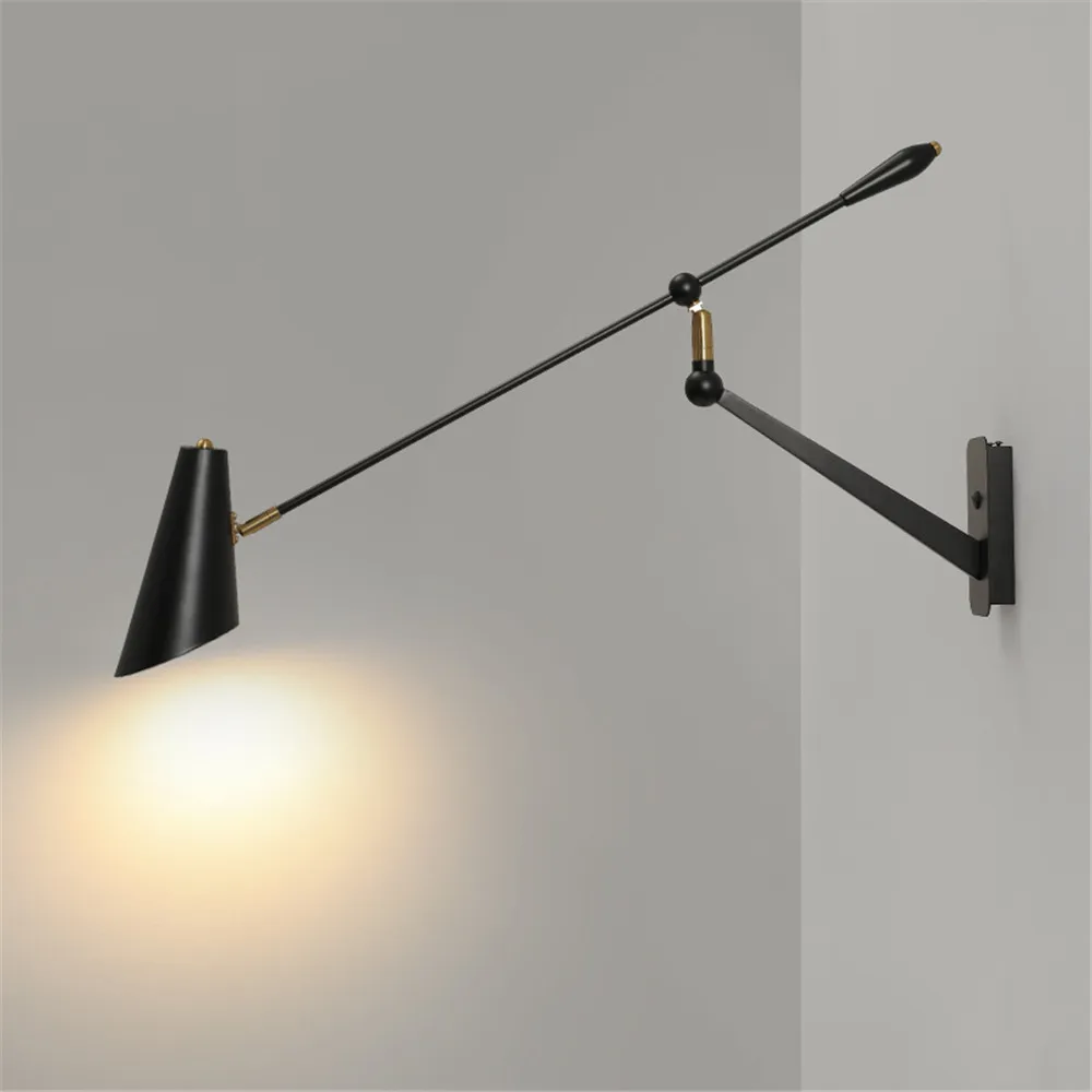 Imagem -02 - Moderno Adjustalbe Pólo Longo Led Luzes de Parede para Sala de Jantar E27 Lâmpadas Parede com um Plugue para Casa Luminárias