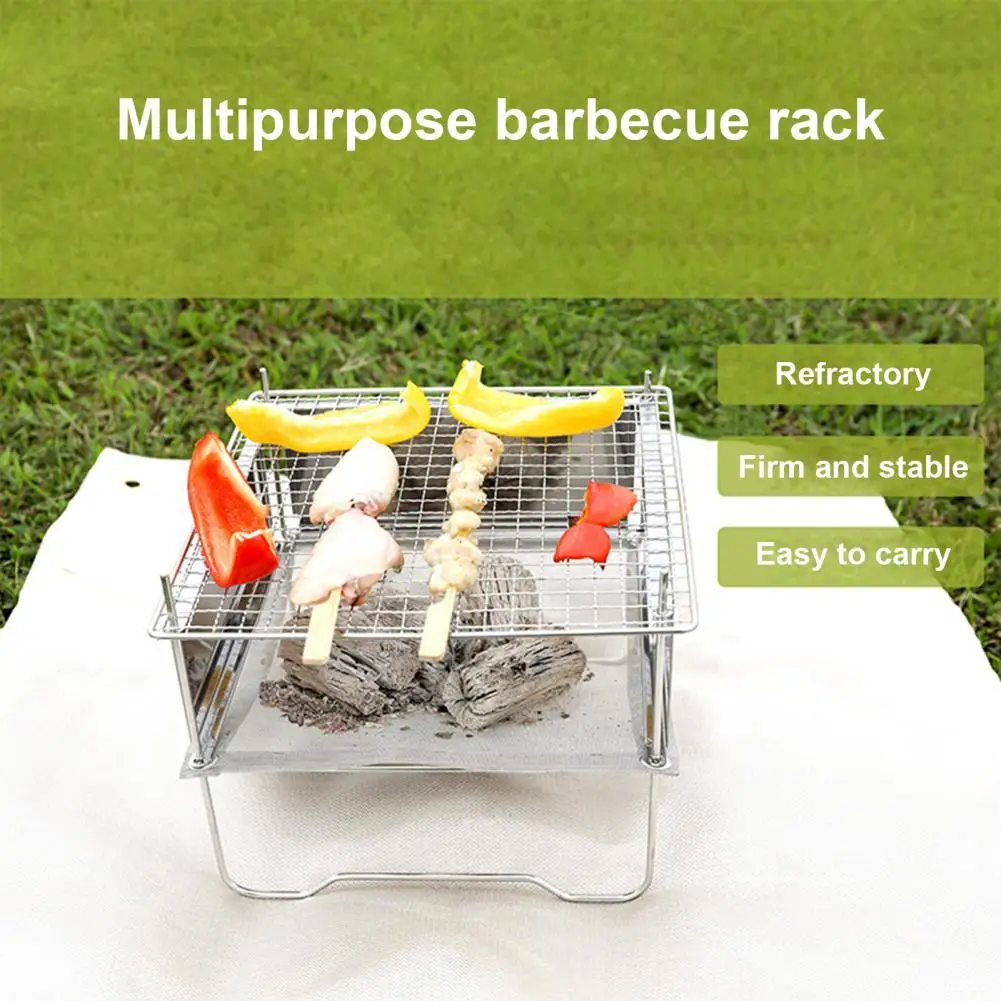 Sturdy Camping Grill High Stability Outdoor Grill Fire-Proof Compact Barbecue Grill Portable Folding BBQ Stove Grill for Picnic