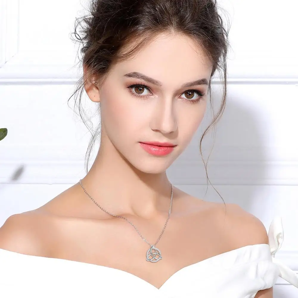 EUDORA Unique 925 Sterling Silver Celtics Tiquetra Trinity Knot Pendant Necklaces Fashion Jewelry for Boy girl Party Gift D202